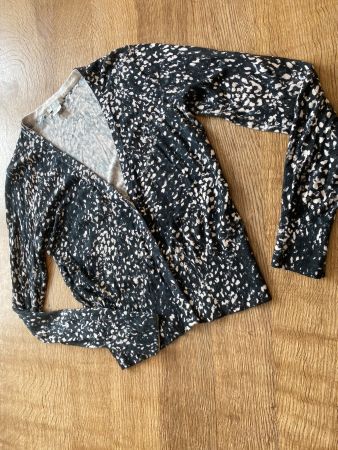 H&M JACKE/Jäckli/CARDIGAN GR.M/38 gemustert schwarz/beige