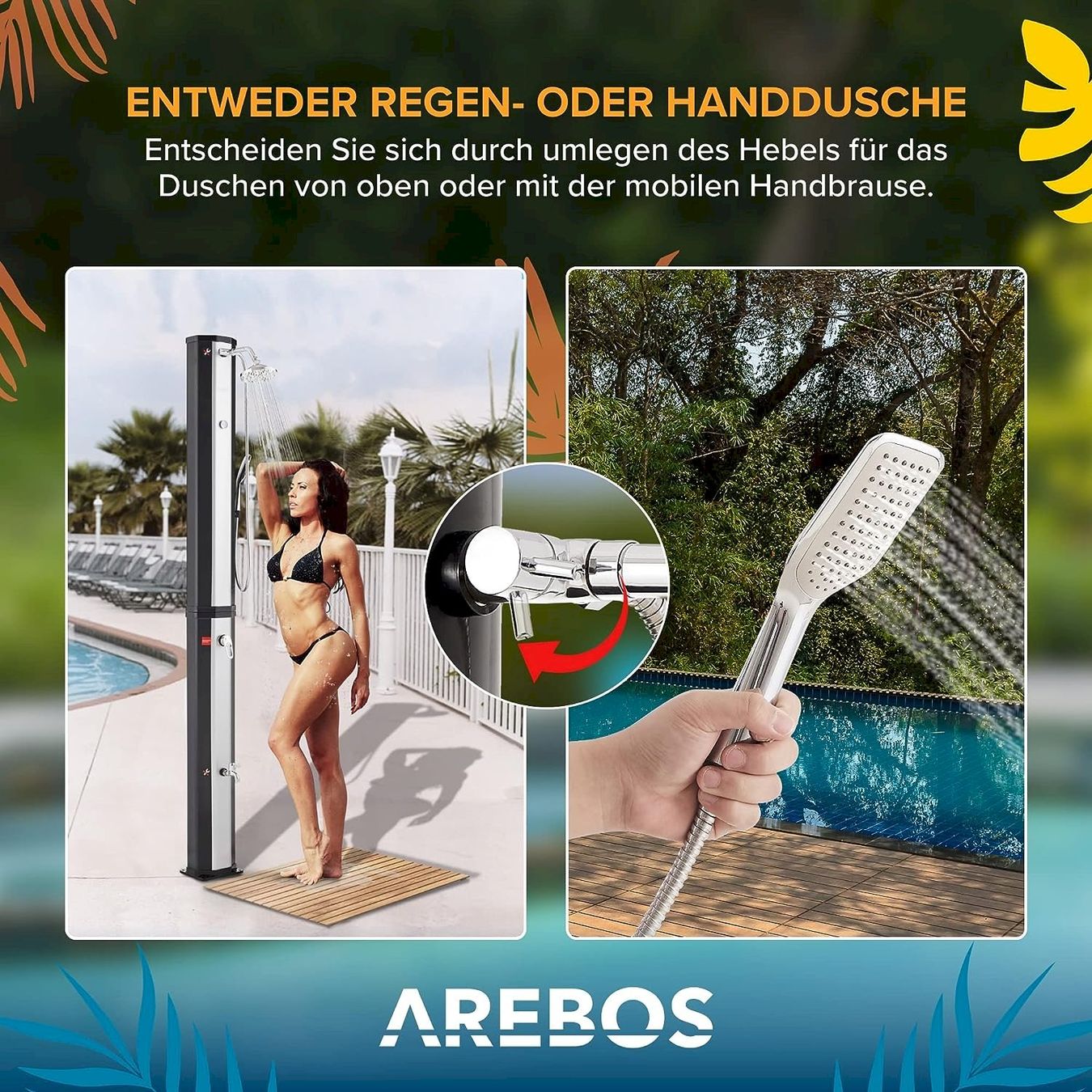 Piscine: AREBOS 60 L Solardusche schwarz/silber – Nuovo e nell'imballaggio originale da Bottighofen venduto da zaap 5