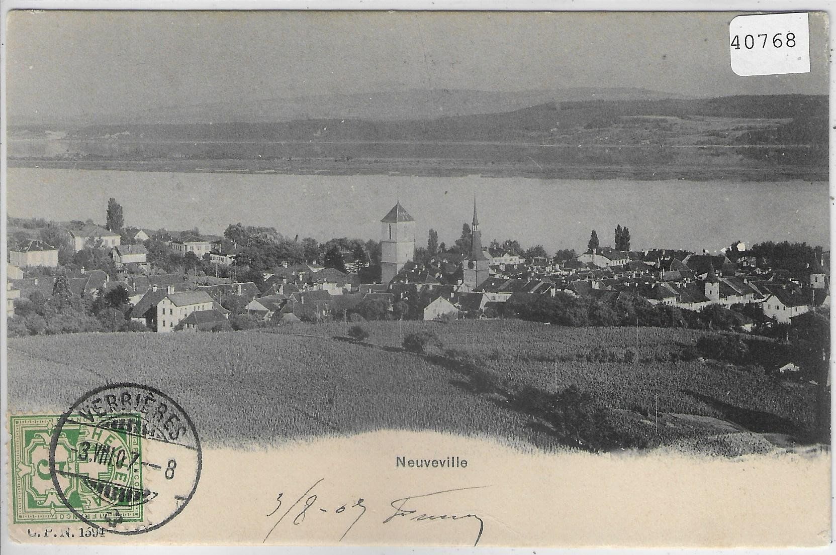 Cartoline postali: Neuveville - Vue generale – Usato da Ettingen venduto da Kartenplanet