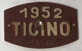 Velonummer Ticino Tessin TI 1952