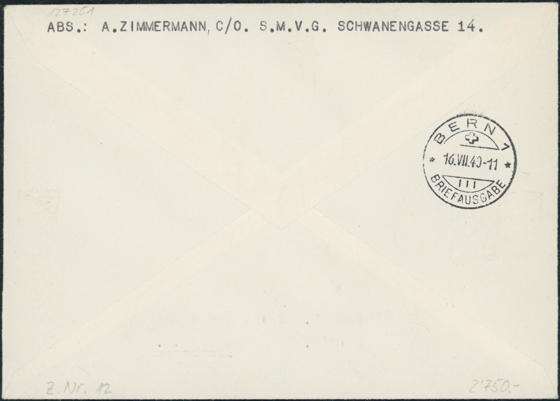 Tutti i francobolli: 1940 - Pro Patria - Block - FDC ET – Usato da Schindellegi venduto da leecollect 1