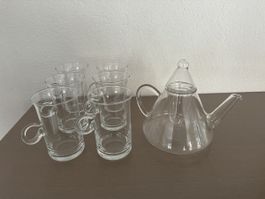 Glas Teekanne und 6 Teegläser Set