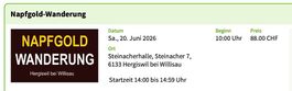 Ticket für Napfgoldwanderung am 20. Juni 2026