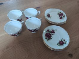 Kaffeegeschirr Colclough 4 Tassen + 4 Untertassen + 6 Teller