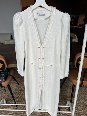 Elegant Zara Cream Boucle Dress