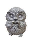 Eulen-Deko Figur Beton Silber glitzernd frostsicher Garten 