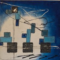 Handgemaltes abstraktes Bild, Leinwand Wie Neu! 60x60x2 cm