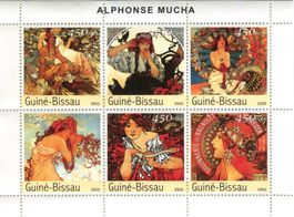 Block "Malerei. Alfons Mucha". Guinea-Bissau.