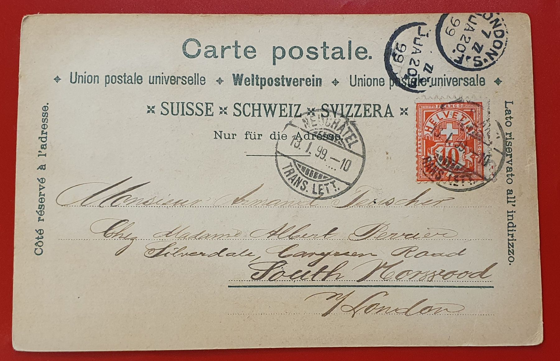 Ansichtskarten: Neuchatel 1899 – Gebraucht aus Kreuzlingen von Rschweiz1 1