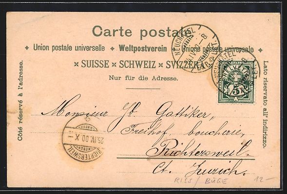 Cartoline postali: Mondschein-Lithographie Neuchatel, Hotel – Usato da Berlin venduto da bartko-reher 1