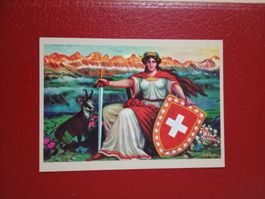 AK Kunst sitzende Helvetia mit Schwert