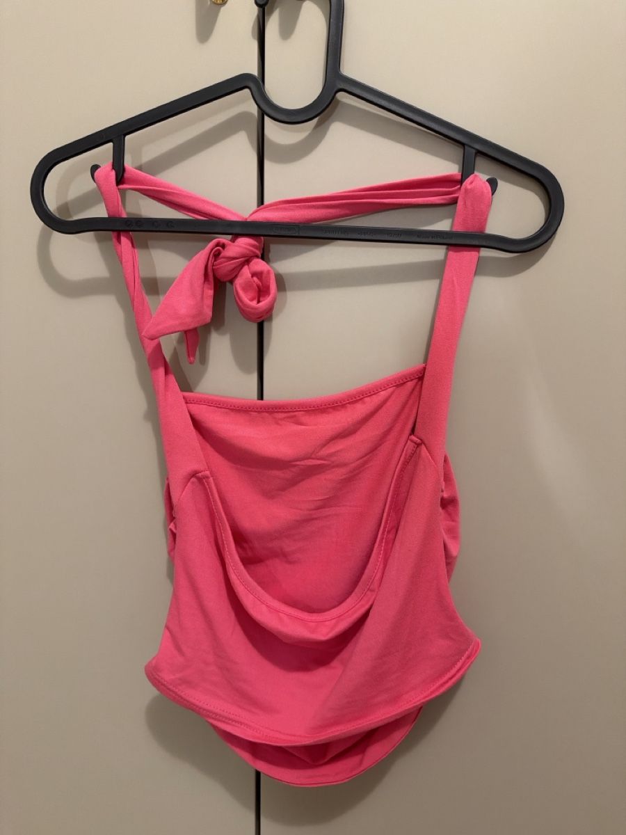 Top: Halter neck top pink polyester blend size M – Usato da Regensdorf venduto da Let-me-win-please 1