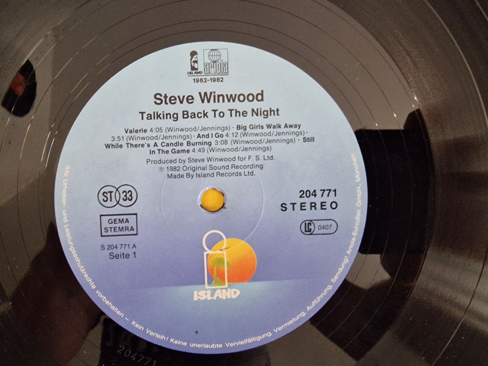Schallplatten: Steve Winwood - Talking back to the Night – Gebraucht aus Pfaffnau von gunport 4