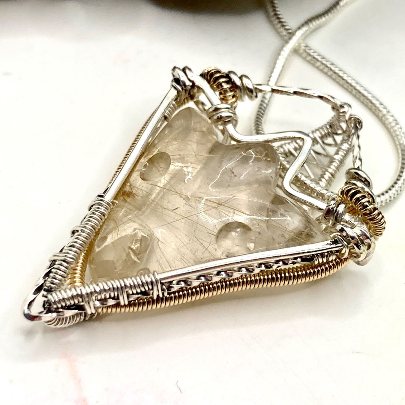 Catenine: Silberanhänger Rutilquarz Drachen Cabochon – Nuovo (secondo la descrizione) da Solothurn venduto da Kiki_Di 1