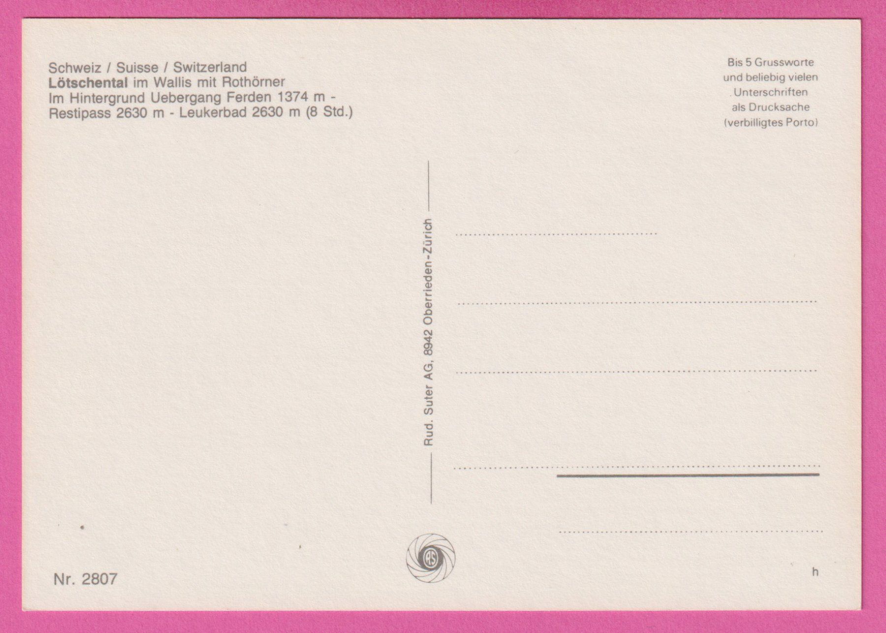 Cartes postales: Lötschental im Wallis – D'occasion à Einsiedeln par dillie 1