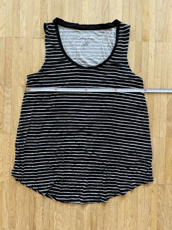 Striped Summer Tank Top, Black and White, Size M