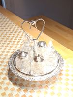 Vintage versilberte Menage Kristallglas 80er Top