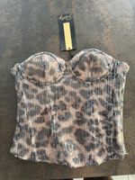 Corsage mit Pailletten Leo Print Grösse S neu