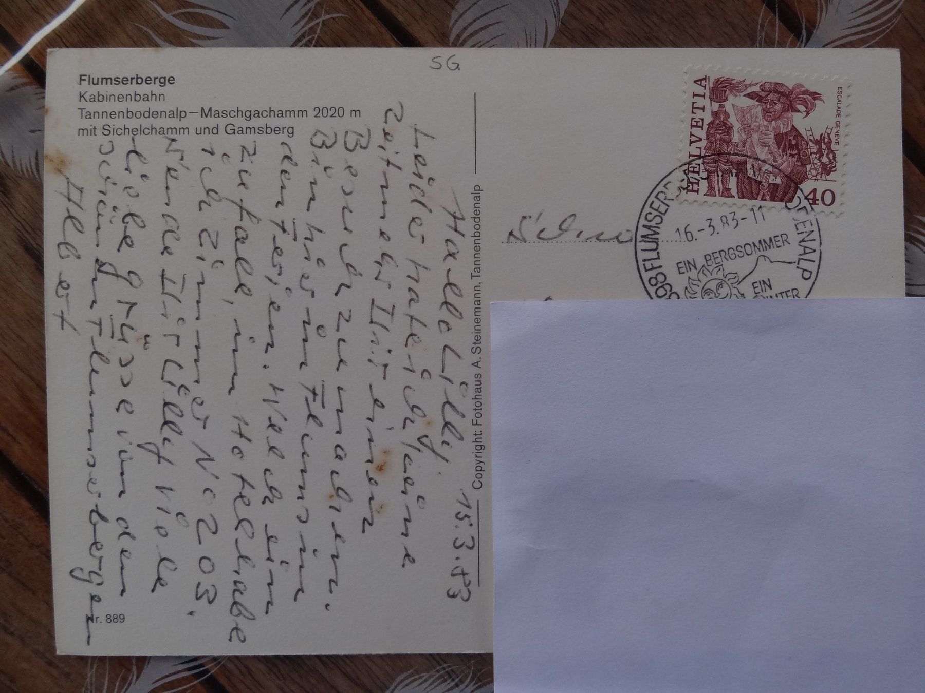 Cartoline postali: Flumserberg - Tannenbodenalp - 1983 – Usato da St Léonard venduto da Riglin 1