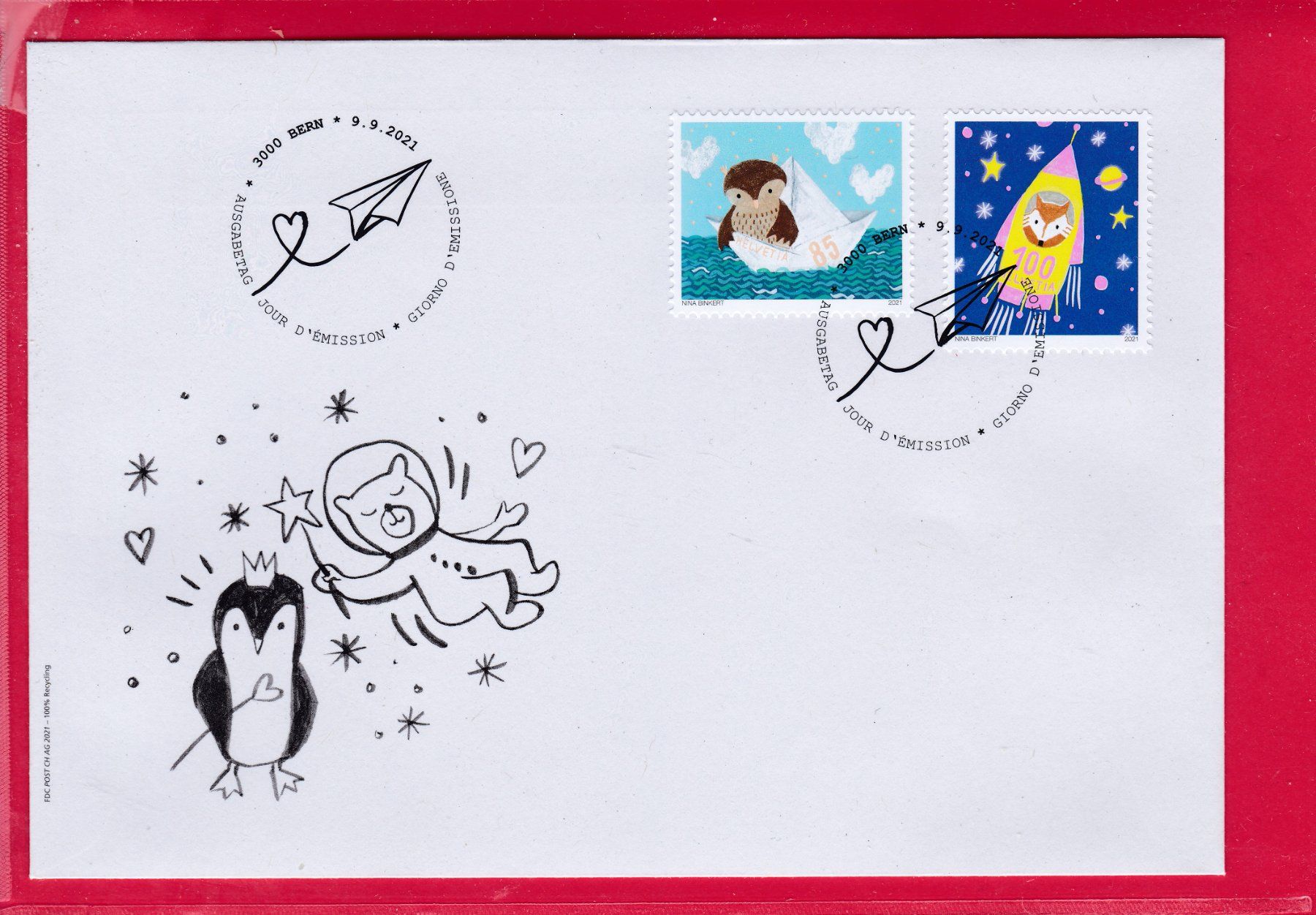 Tutti i francobolli: 2021, FDC, SATZ, SONDERMARKEN TIERBOTEN, EULE, FUCHS, – Usato da Oberrieden venduto da Gebirgsstelze