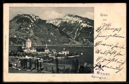 AK Spiez, Ortsansicht mit Schloss und Kirche