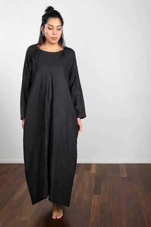 Designerin schwarz leinen Kleid groß S-M