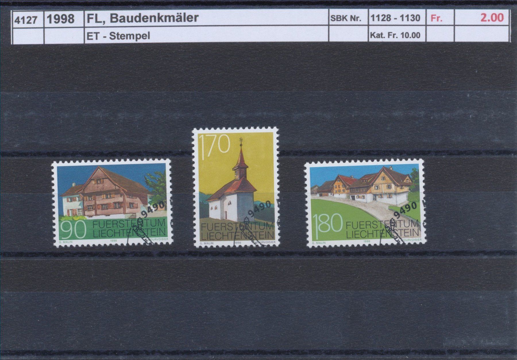 Alle Briefmarken: 1998 FL, "Baudenkmäler", ET - Stempel – Gebraucht aus Winterthur von Zupogeru