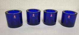 Marimekko Iittala Finland 4 blaue Teelicht Gläser