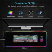 Gaming Mauspad LED RGB Beleuchtung Anti-Rutsch 80x30cm