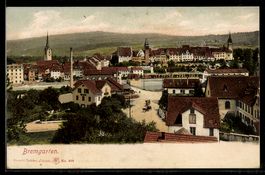 AK Bremgarten, Ortsansicht mit Kirche und Schloss