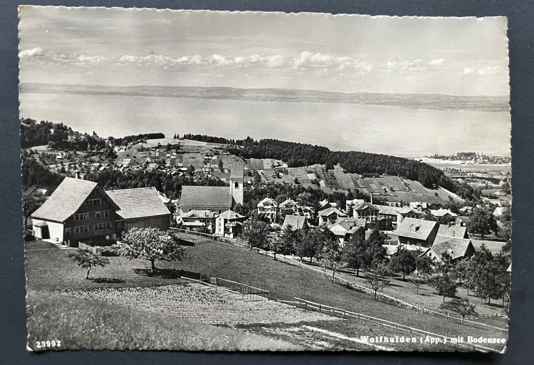 Cartoline postali: Wolfhalden (App.) mit Bodensee, ca. 1950 – Usato da Ostermundigen venduto da DaxKarten-75