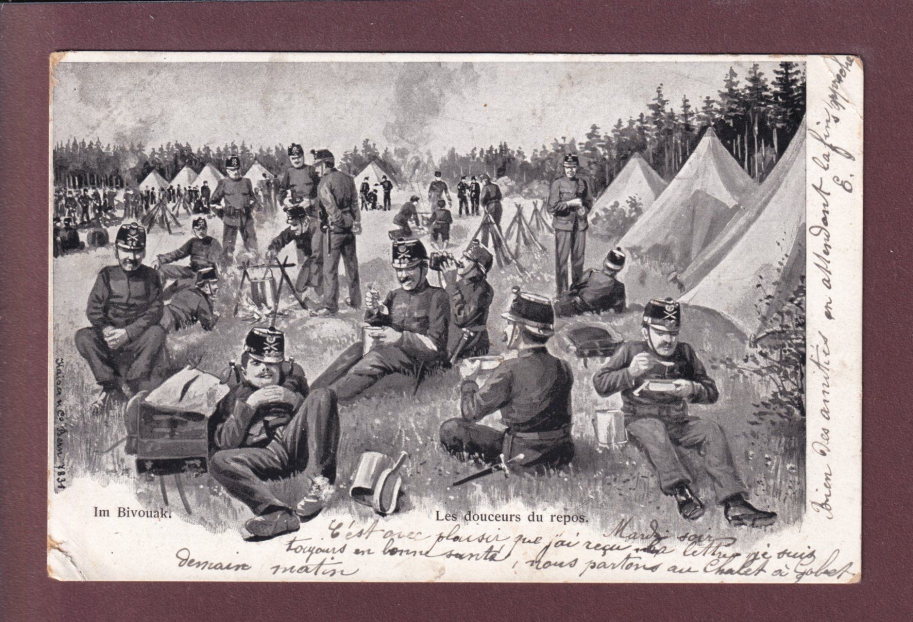 Cartes postales: MILITAIRE - Im Bivouak - 1904 // pli d'angle // – D'occasion à Pully par nicecards