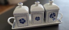 Villeroy&Boch Set, 4-teilig, weiss/blau, Top Zustand
