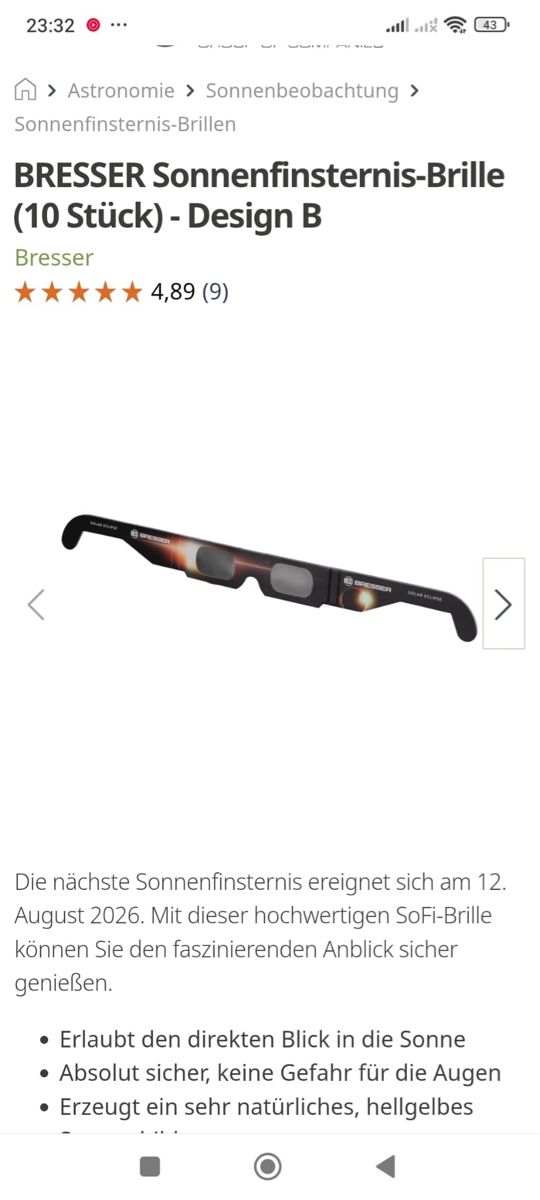 Brillen & Gläser: Bresser Solar Eclipse Sonnenfinsternis-Brille – Neu und originalverpackt aus Zermatt von aventure_10 5
