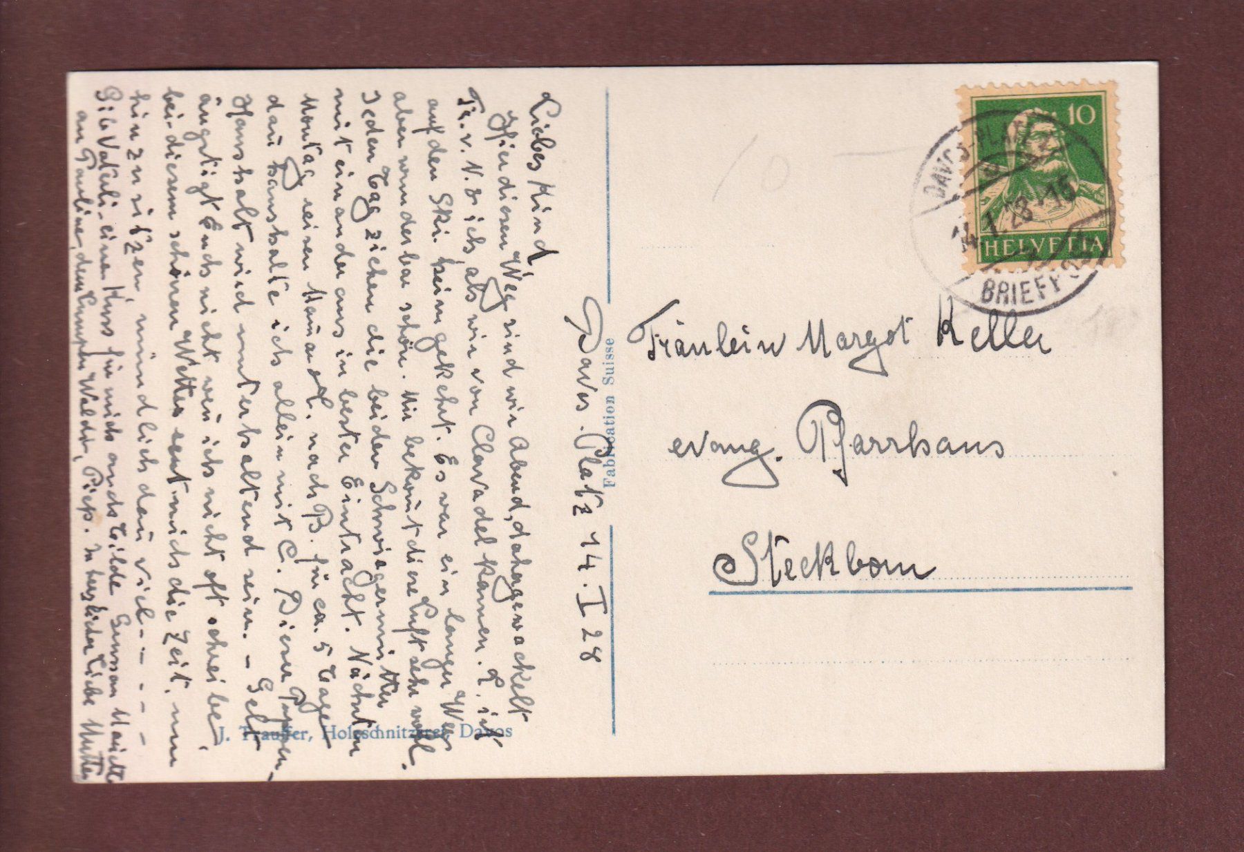 Ansichtskarten: DAVOS - Skipromenade - 1928 – Gebraucht aus Pully von nicecards 1