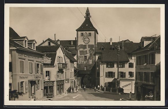 Cartoline postali: Liestal, Strassenpartie am Tor mit Resta – Usato da Berlin venduto da bartko-reher