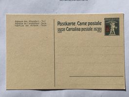 Postkarte: Tellknabe mit Überdruck 10 Rp, ungebraucht