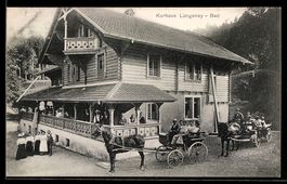 AK Rüschegg, Längeney-Bad, Kurhaus mit Pferdekutsche