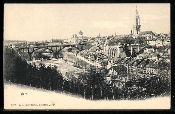 Cartoline postali: Bern, Teilansicht des Ortes mit Kirche u – Usato da Berlin venduto da bartko-reher