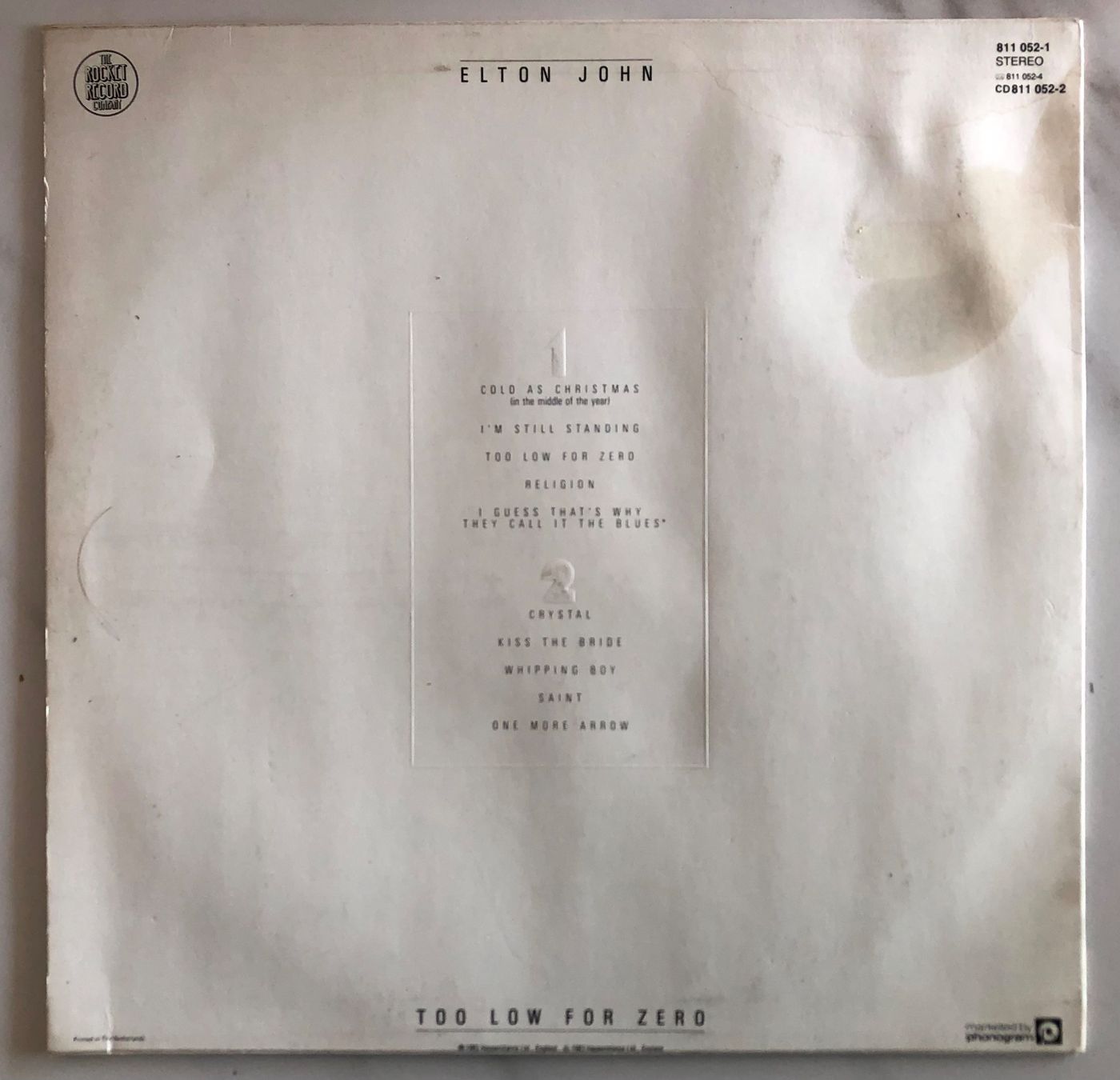 Schallplatten: ELTON JOHN - TOO LOW FOR ZERO – Gebraucht aus Poliez-Pittet von Newtown-Records 1