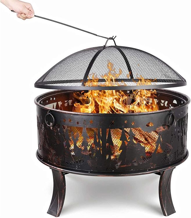 Feuerschale Garten, Feuerstelle, Feuerkorb mit Funkenschutz Kaufen
