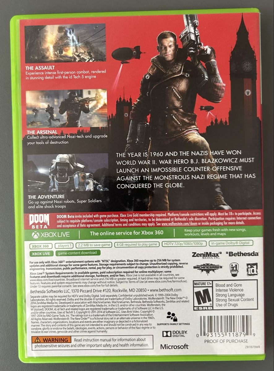 Jeux: Wolfenstein The New Order - Xbox 360 – D'occasion à Obfelden par jenxbp 1