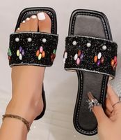 Très jolies sandales 39 noires à bijoux idéales pour l’été