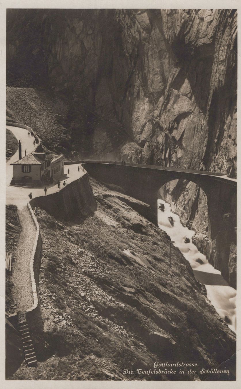 Ansichtskarten: 0043 - Postkarte / Ansichtskarte - Teufelsbrücke Schöllenen. – Gebraucht aus Reinach BL von Boston-Verkauf