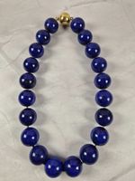 Collier en lapis-lazuli naturel, perles sphériques