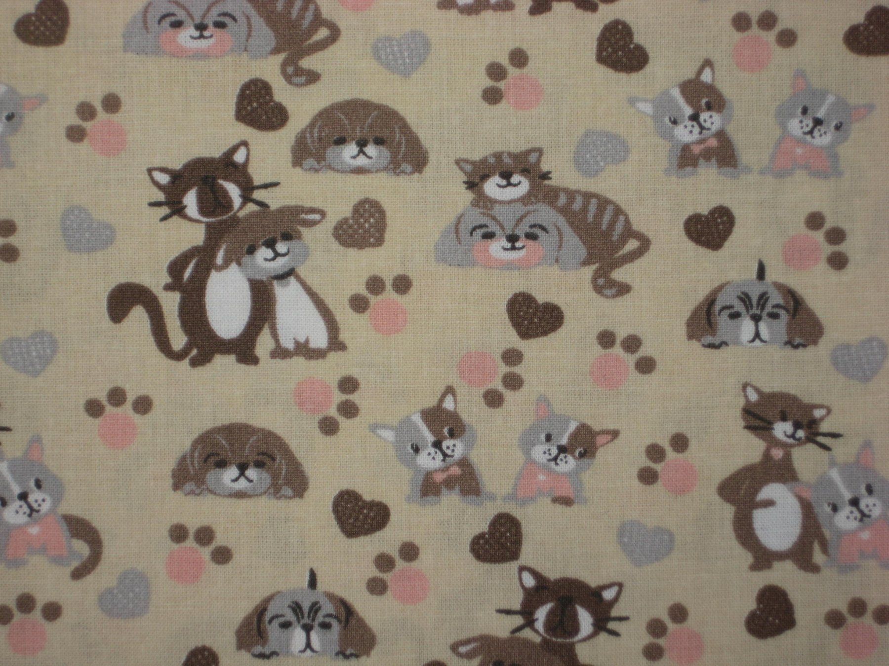 Tessuti: Baumwollstoff beige mit Hund und Katze – Nuovo e nell'imballaggio originale da Füllinsdorf venduto da Schlupp 1