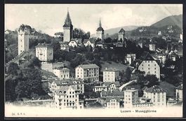 AK Luzern, Teilansicht mit Museggtürmen