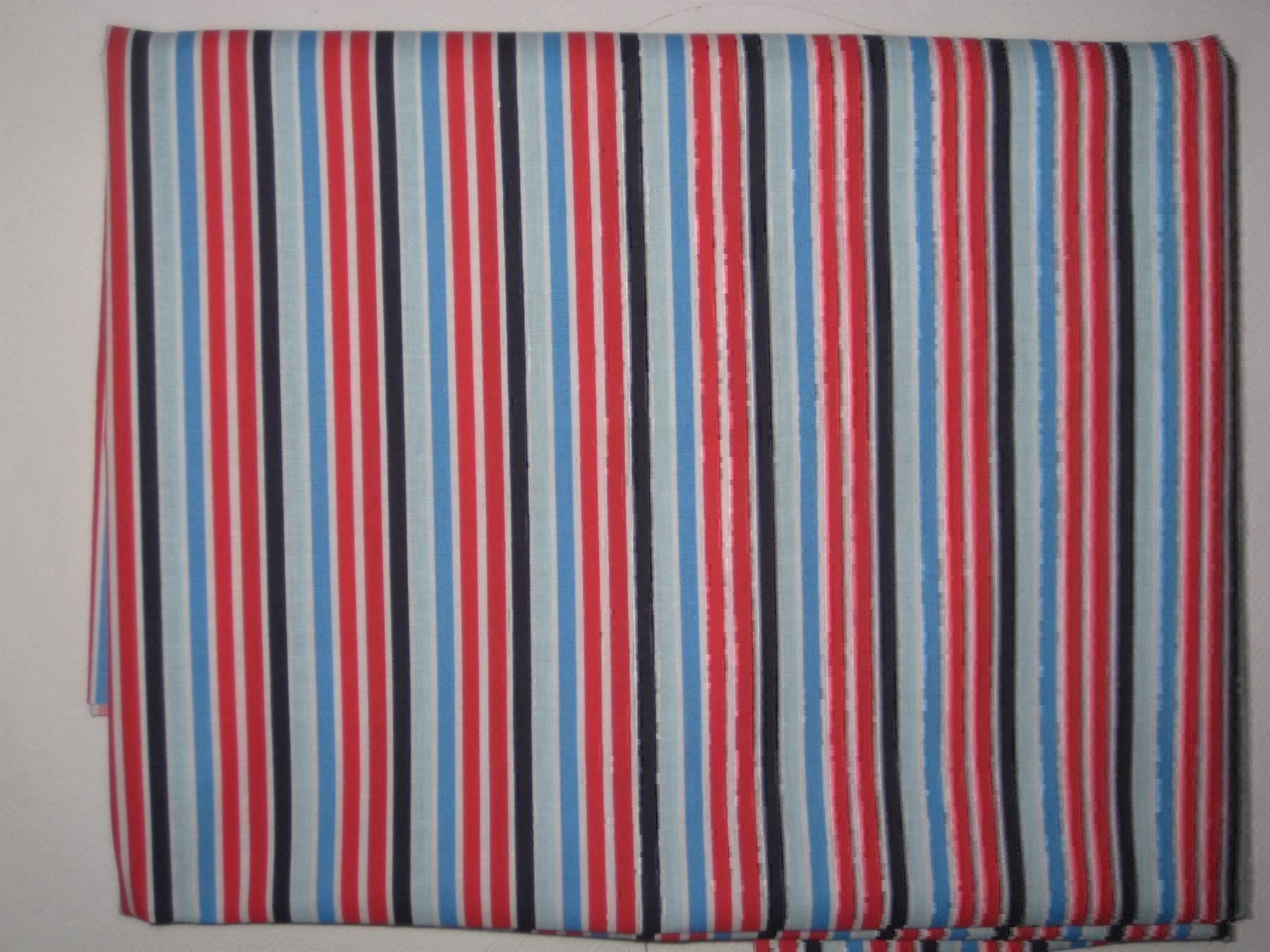 Stoffe: Baumwollstoff blau/rot/weiss gestreift – Neu und originalverpackt aus Füllinsdorf von Schlupp