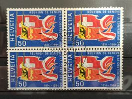 1964 Genf & Eidgenossenschaft Viererblock Top Stempel