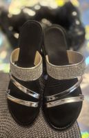 Sandali da donna neri con strass e argento taglia 37